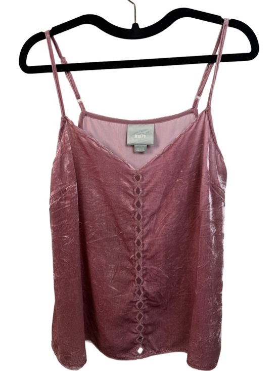 Maeve Tops - Maeve Dusty Rose Velvet Lace-Front Cami